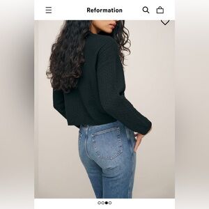 NEW Reformation Giusta Cropped Cable knit Black Cardigan
